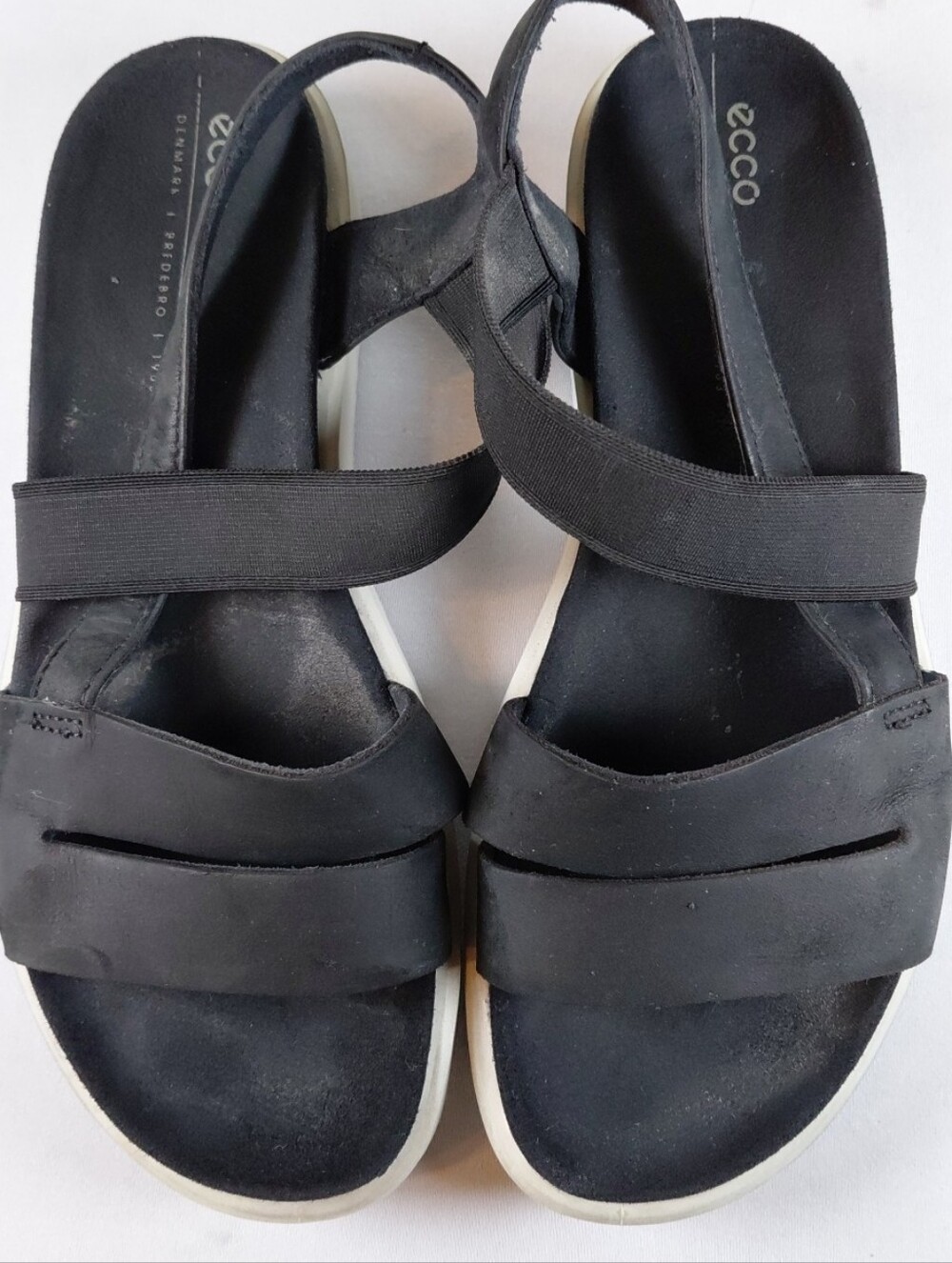 Ecco Yuma Sandals Womens EUR 38 US 7UK 5.5 Black Nubuck Leather Strappy